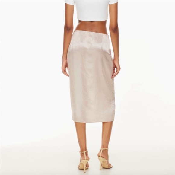Aritzia | Babaton Eames Skirt High-Waisted Satin Slip Skirt with Slit Denude Sz0 - Picture 2 of 7